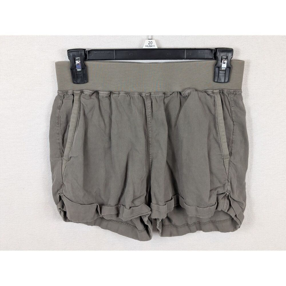 Faherty Arlie All Day Linen Blend Shorts Green/Brown Women's Size Small